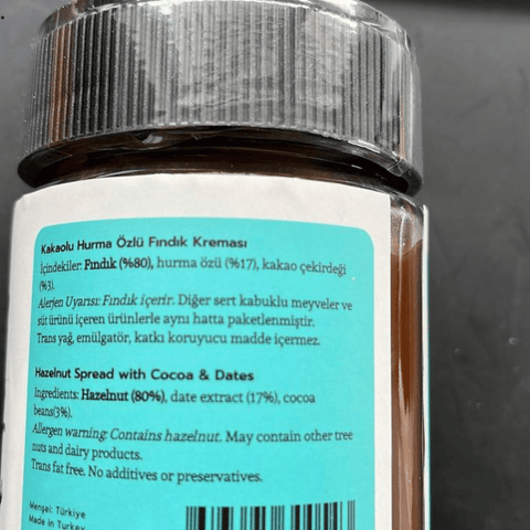 Şeker İlavesiz Kakaolu & Hurmalı Fındık Kreması - 320 gr