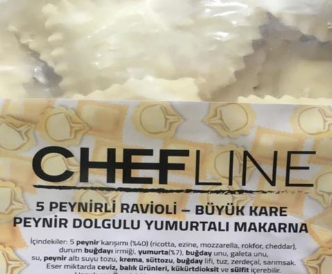 Chefline 5 Peynirli Ravioli - 1 kg - Yarım Paket